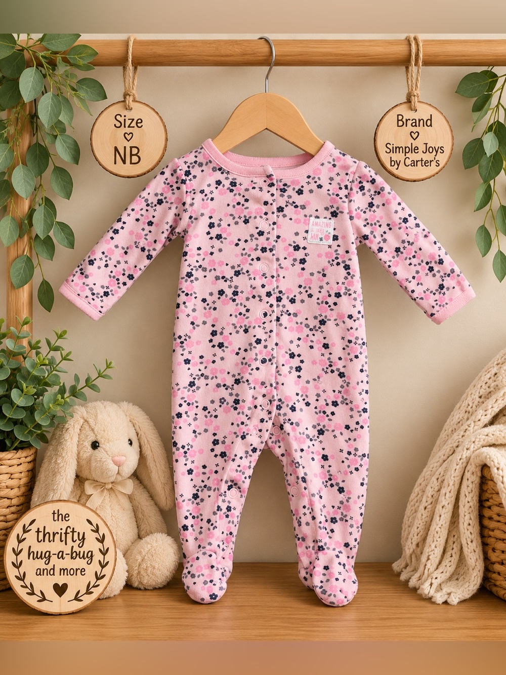 Simple Joys by Carter’s Baby Girl Floral Footed Sleeper NB 0–3M